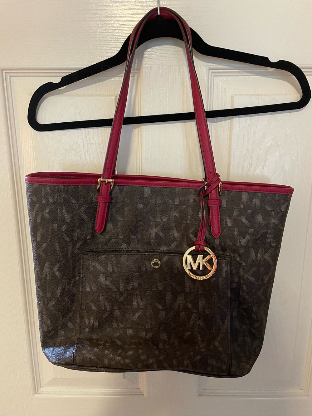 Never used! Michael Kors Brown MK Logo Tote with duster bag. - Picture 3 of 8